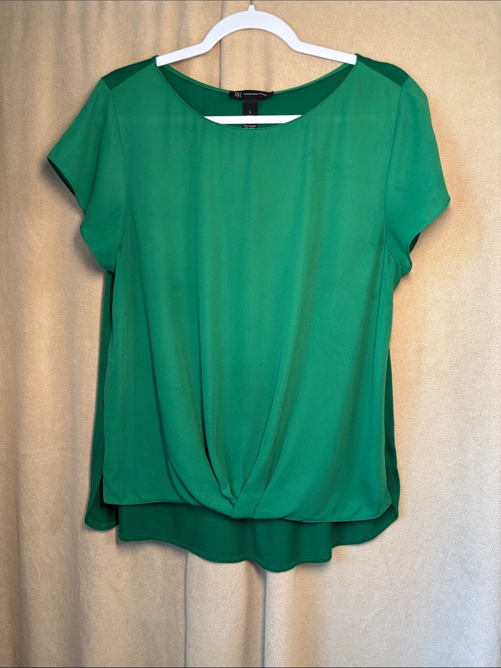 I.N.C Emerald Green Short-Sleeve Twist Front top